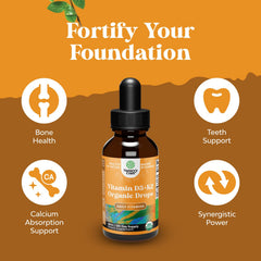 Organic vegan D3 and K2 drops packaging