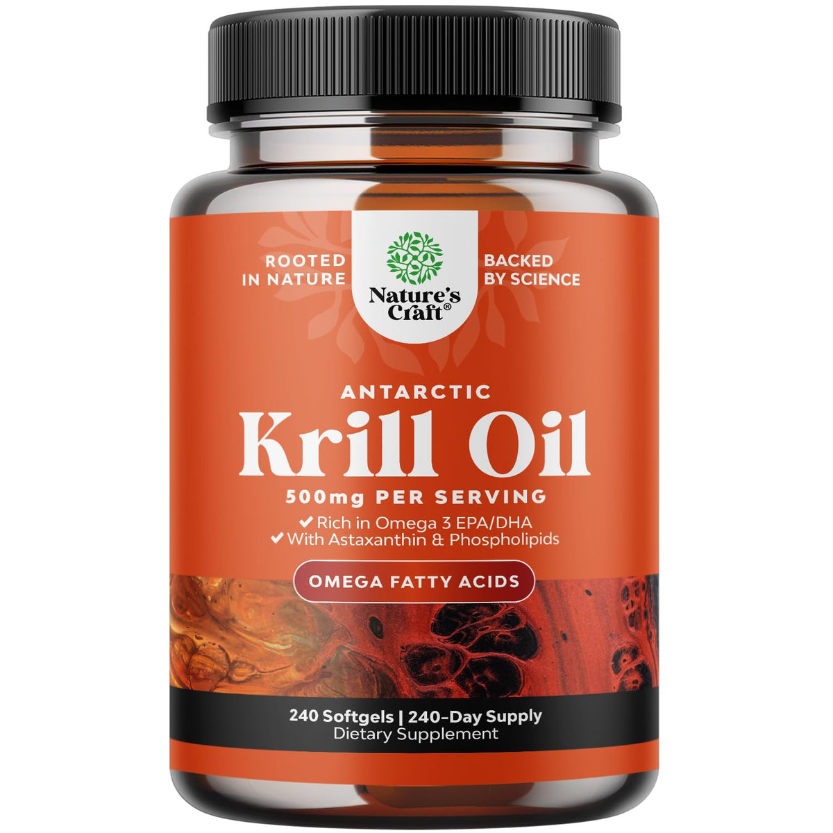 Natures Craft Antarctic Krill Oil 500mg softgels bottle and label