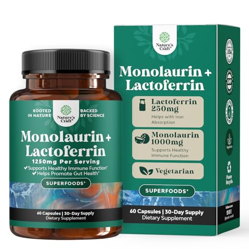 Nature's Craft Lactoferrin and Monolaurin bottle label