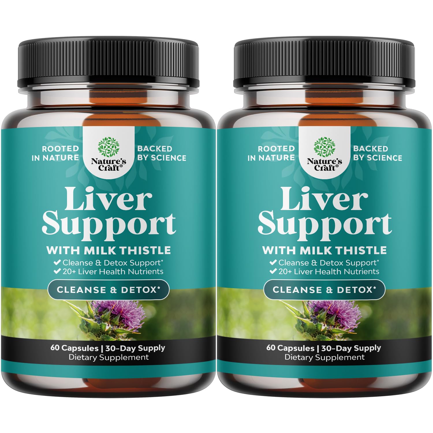 Natures Craft Liver Cleanse bottle shows milk thistle formula for daily support