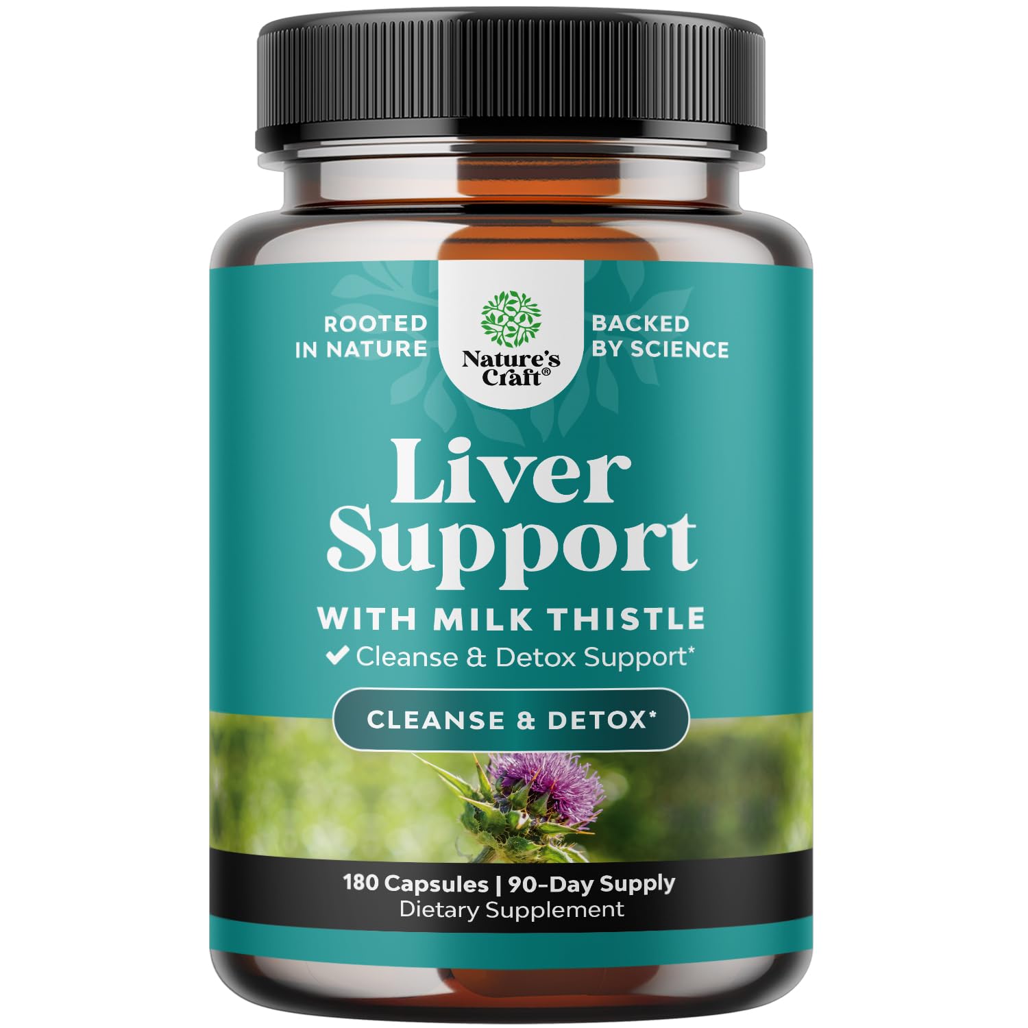 Natures Craft Liver Cleanse bottle shown for daily liver support in a premium supplement layout.