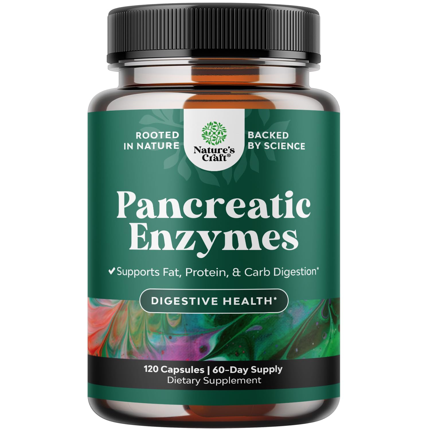 Natures Craft Pancreatin Digestive Enzymes bottle label