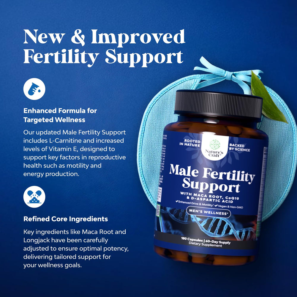 Natures Craft Pre Conceive label detail highlighting key ingredients like CoQ10 and Maca.