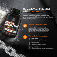 Athlete performing strength training with creatine tablets nearby