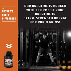 Nutrition label and dosing information on creatine bottle