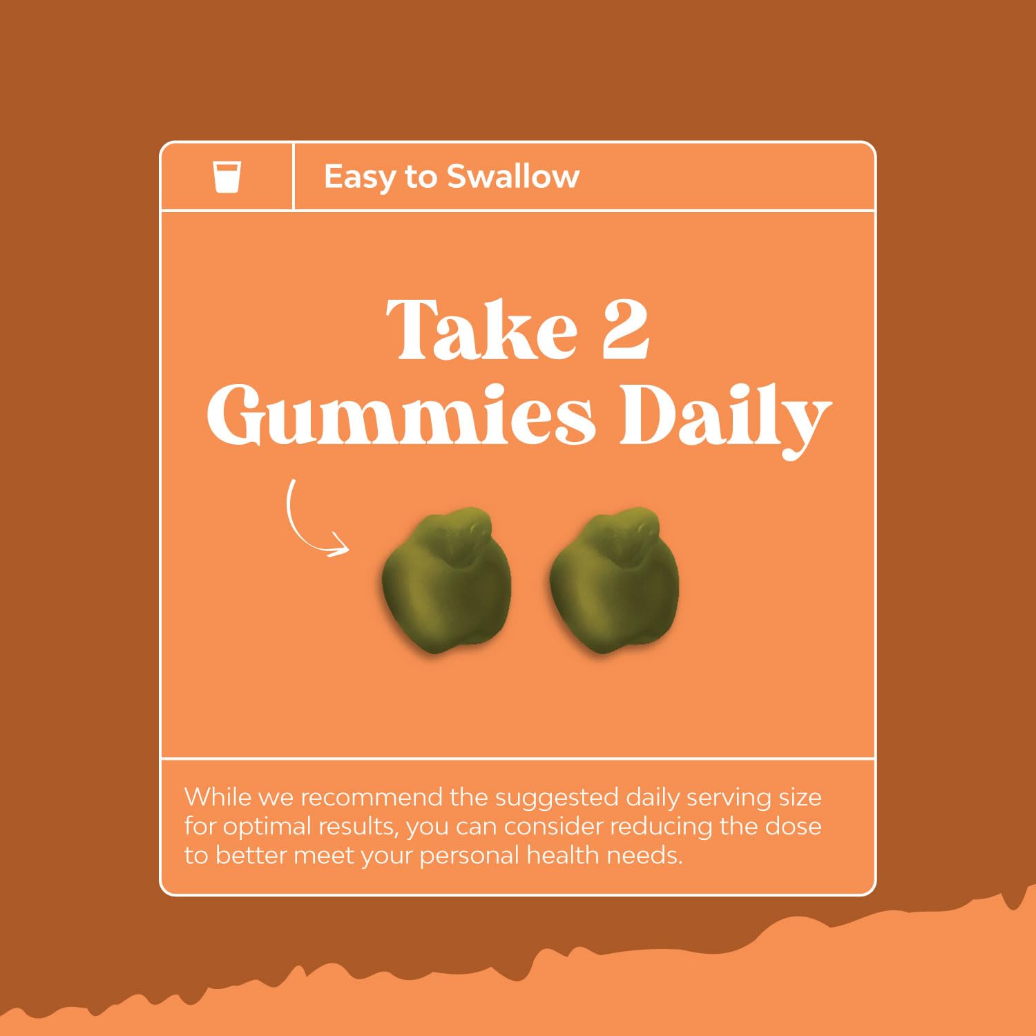 Serving suggestion with gummies on a white background