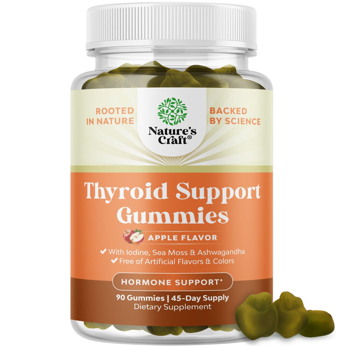 Product pack shot of Natures Craft Vegan Thyroid Gummies with Sea Moss