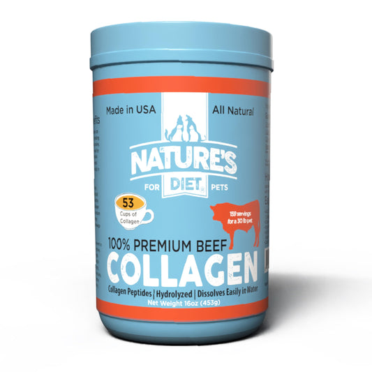 Bottle of Nature's Diet Beef Collagen Peptides Type 1 for dogs and cats