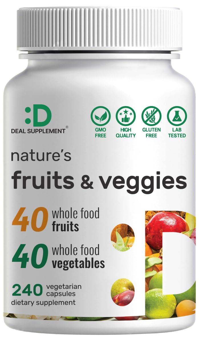 Bottle of Nature's Fruits & Veggies supplement with 240 capsules