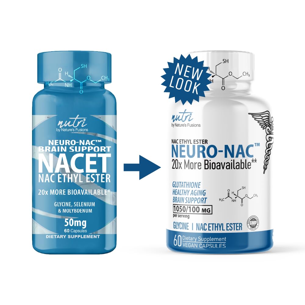 Close-up of Nature's Fusions Neuro NAC capsules for easy daily dosing.