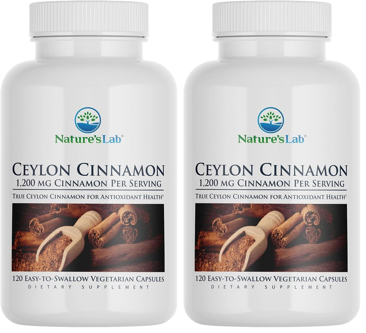 Bottle of Nature's Lab Ceylon Cinnamon with 1,200 mg per serving