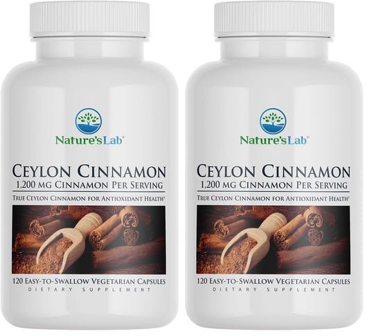 Bottle of Nature's Lab Ceylon Cinnamon with 1,200 mg per serving