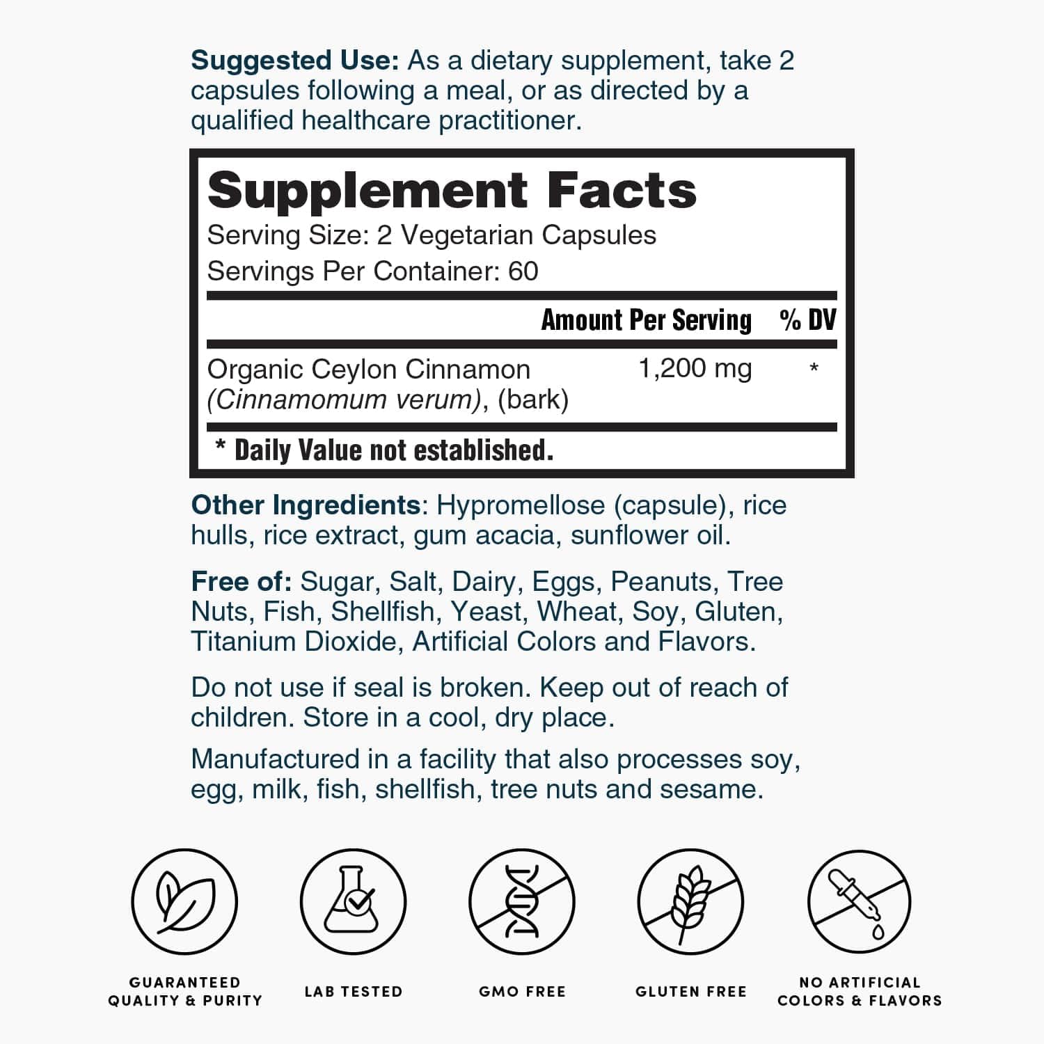 USA manufacturing facility for Nature's Lab Cinnamon in a cGMP environment