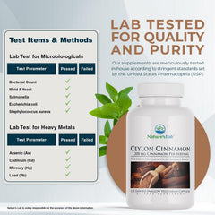 Nature's Lab cinnamon product label on the bottle