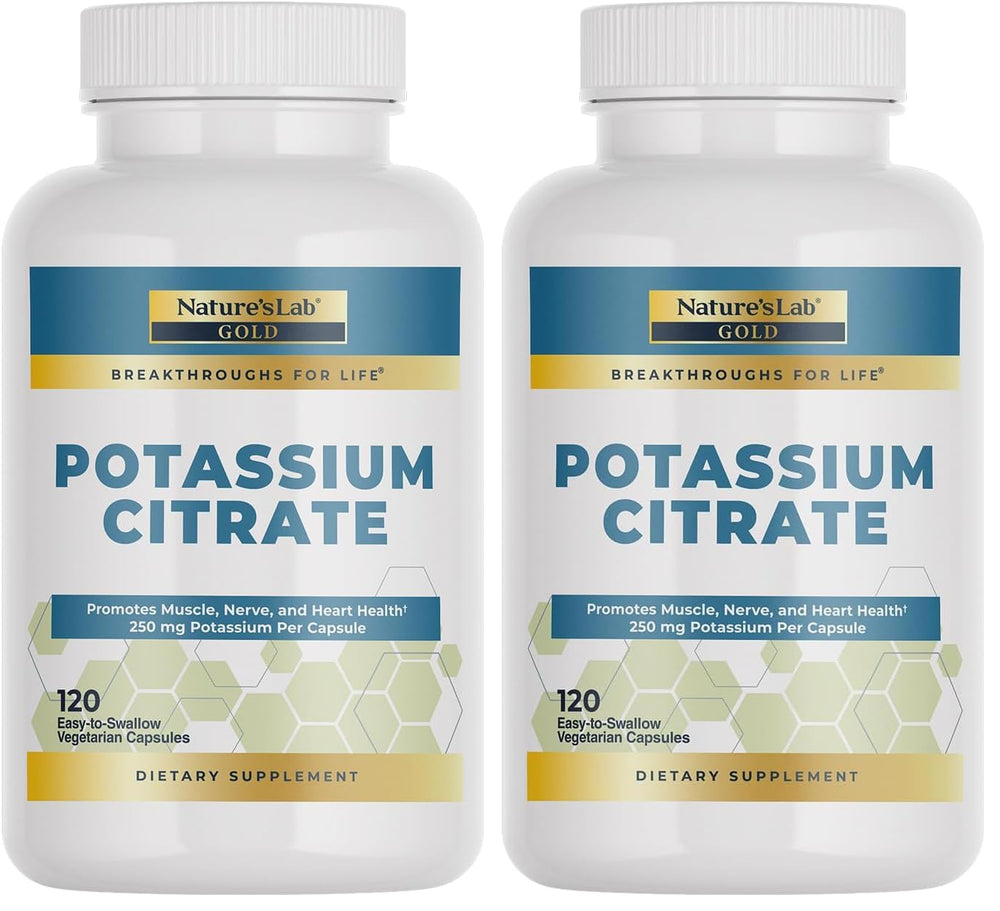 Nature's Lab Gold Potassium Citrate bottle with 120 capsules