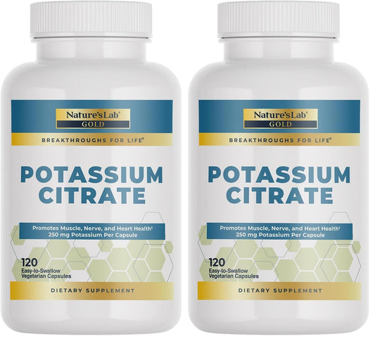 Nature's Lab Gold Potassium Citrate bottle with 120 capsules