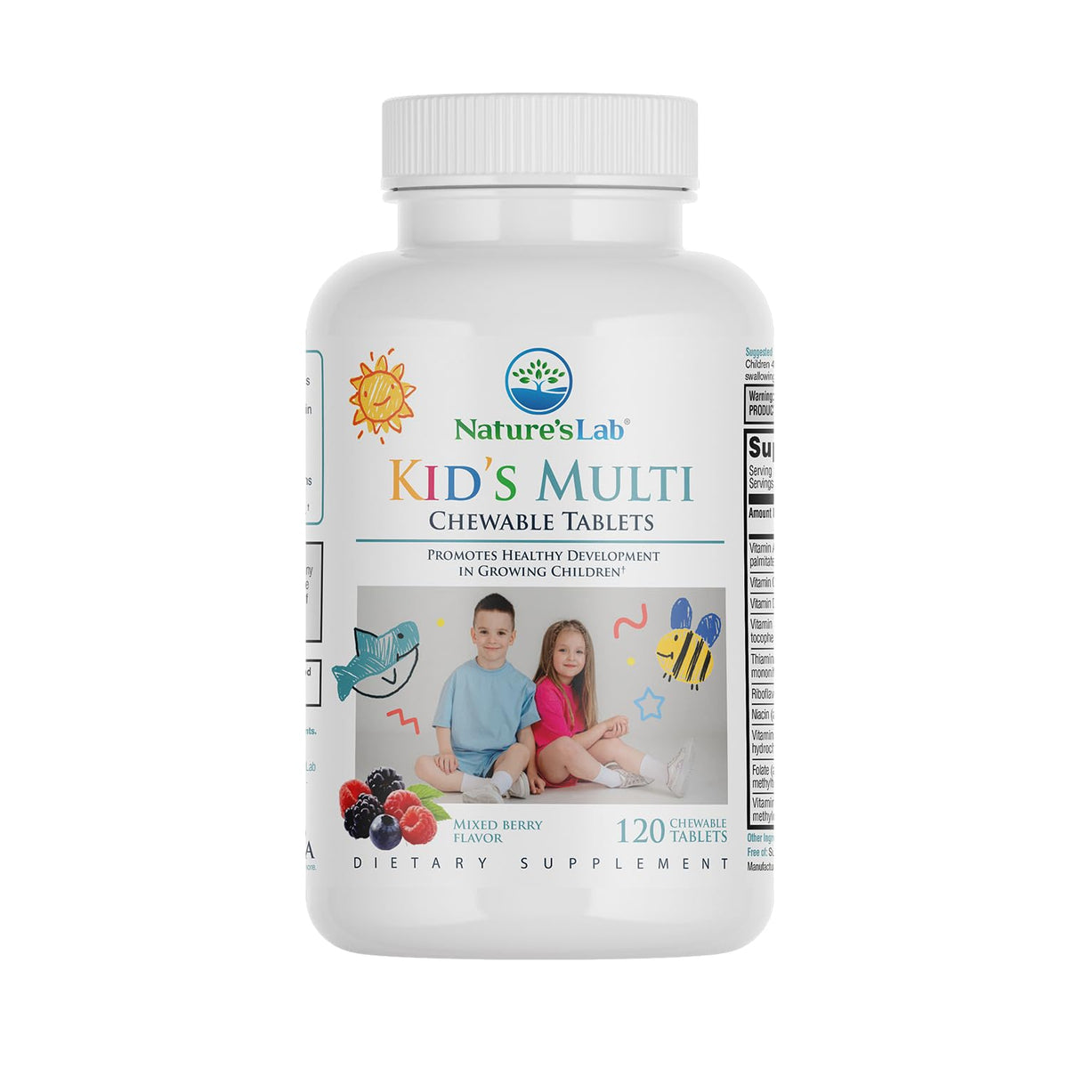 Nature's Lab Kids Multi Vitamin bottle with mixed berry flavor for ages 2+
