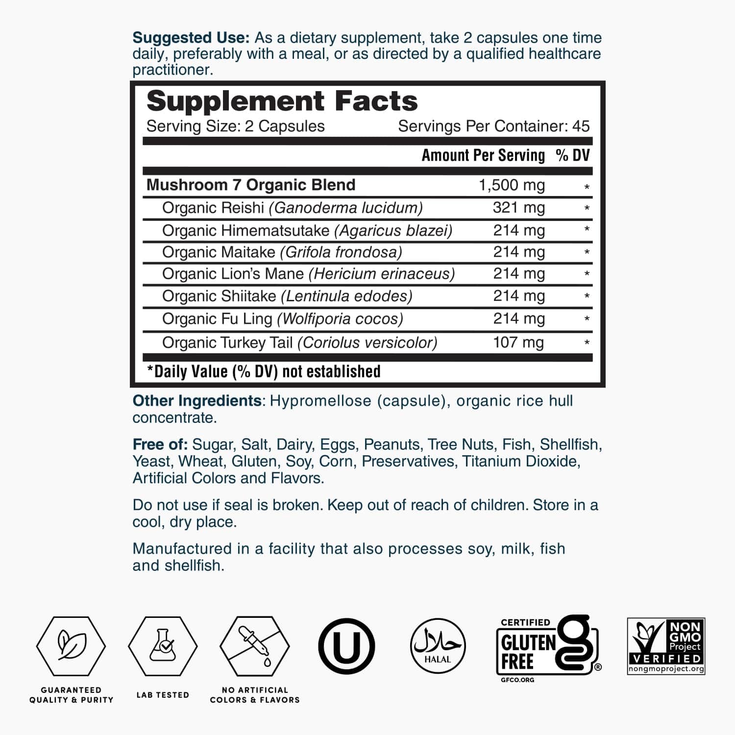Fu Ling (Wolfiporia cocos) - Nature's Lab Mushroom 7 Organic Blend