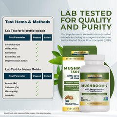 Lion's Mane mushroom (Hericium erinaceus) - Nature's Lab Mushroom 7 Organic Blend