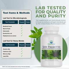 Supplement facts label for Nature's Lab Saw Palmetto 450mg