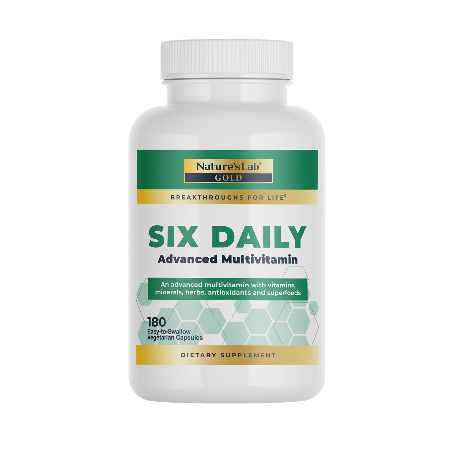 Nature's Lab Six Daily Advanced Multivitamin bottle for convenient energy support