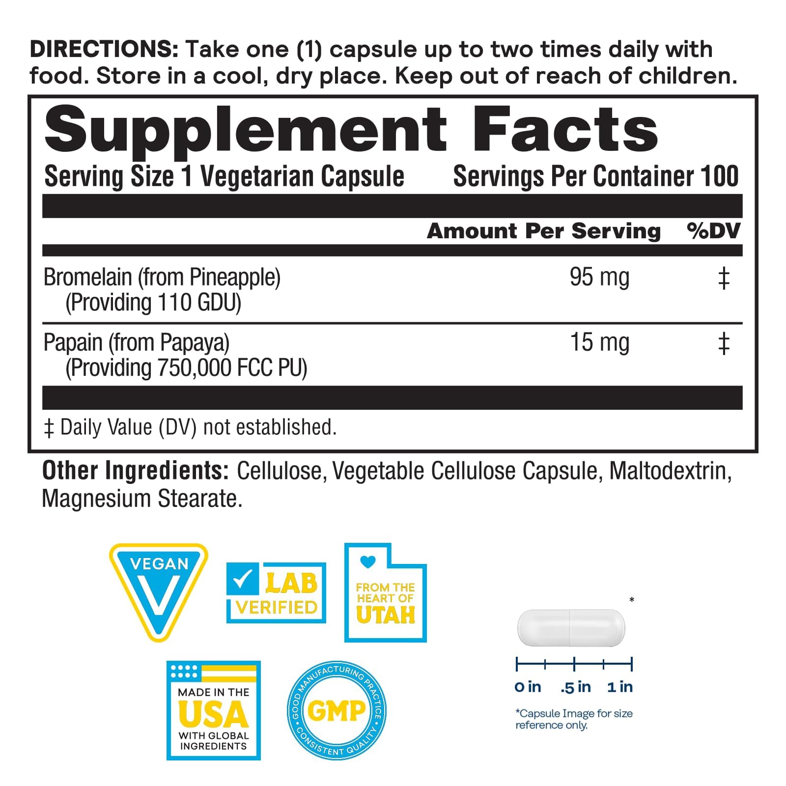 Bromelain and papain vegan capsules