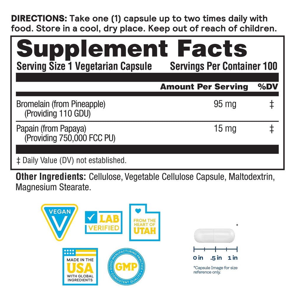 Bromelain and papain vegan capsules