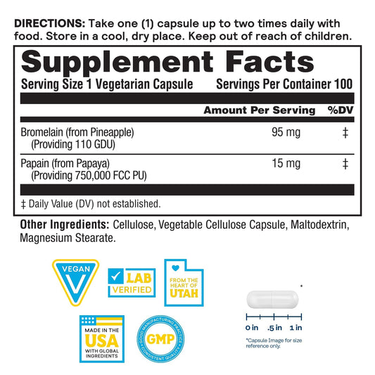 Bromelain and papain vegan capsules