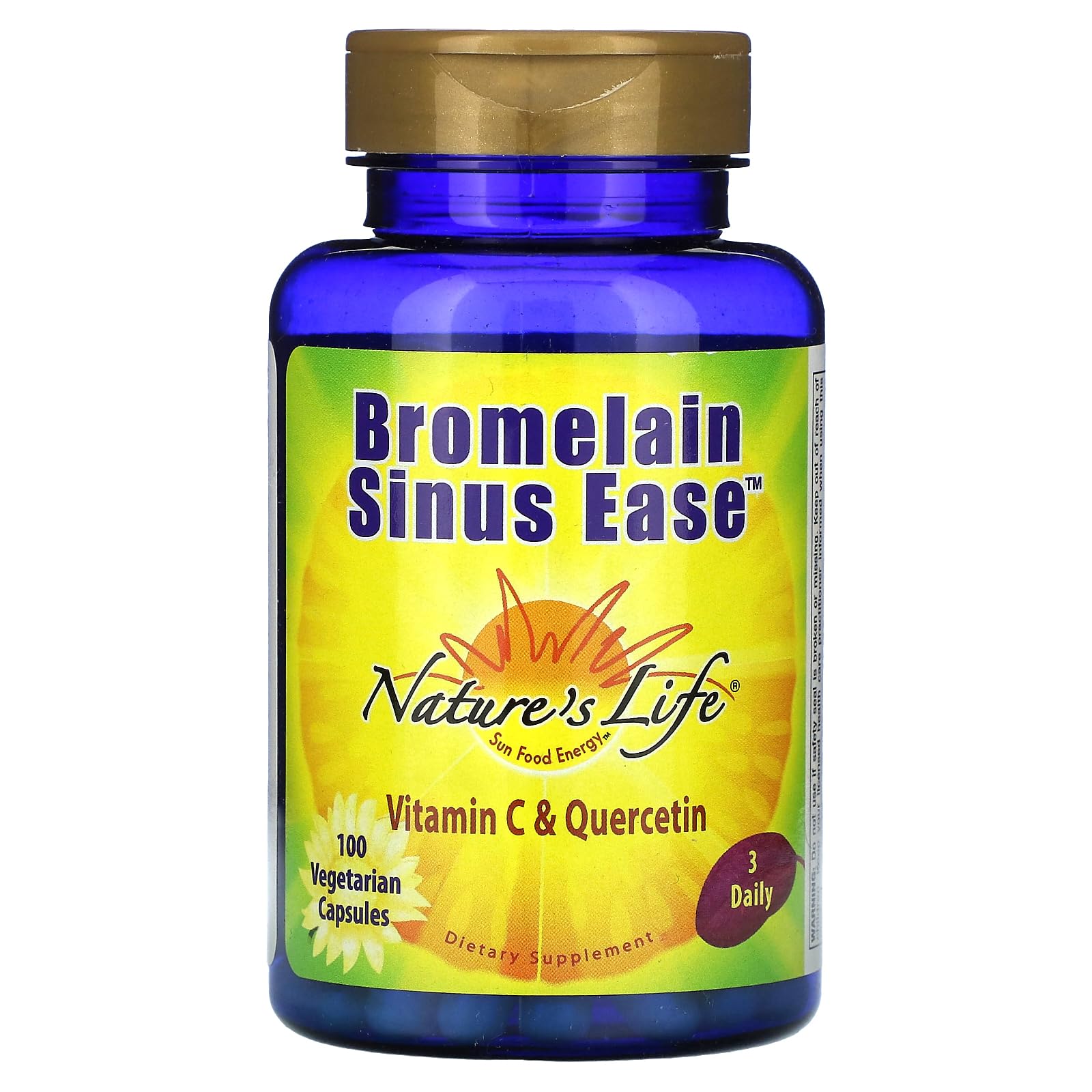 Nature's Life Bromelain Sinus Ease 1200mg bottle and packaging – 100 vegetarian capsules