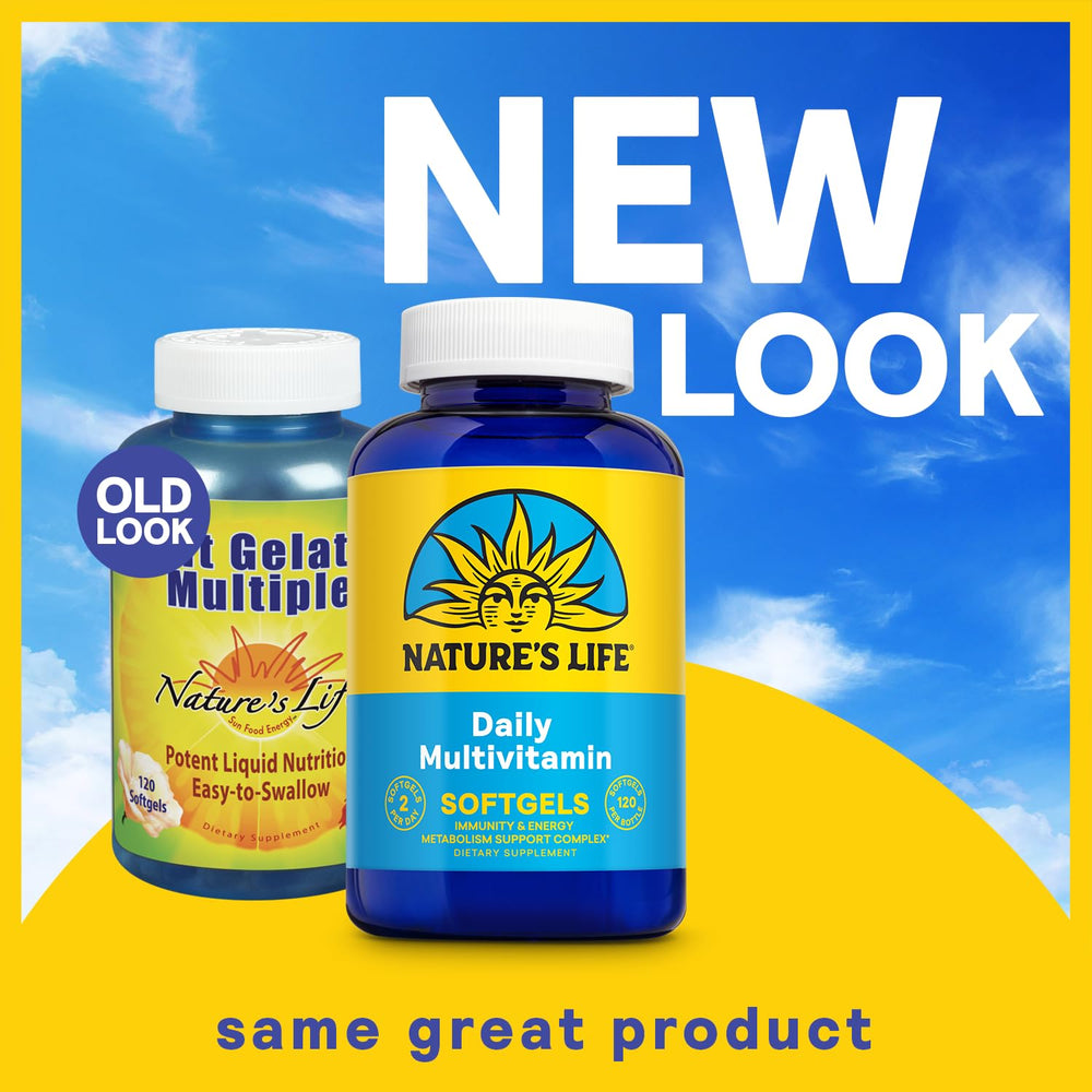 Close-up view of Nature's Life multivitamin softgels