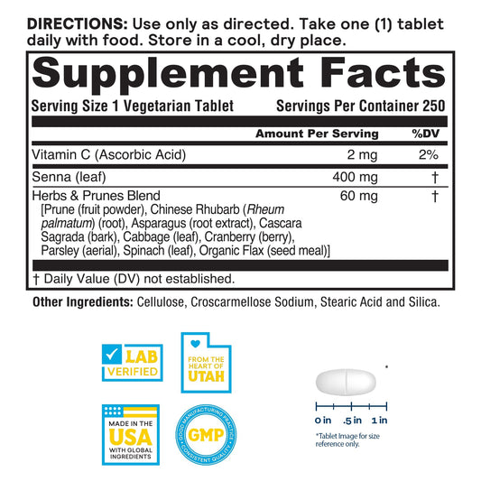 Ingredients list for Nature's Life Herbs & Prunes