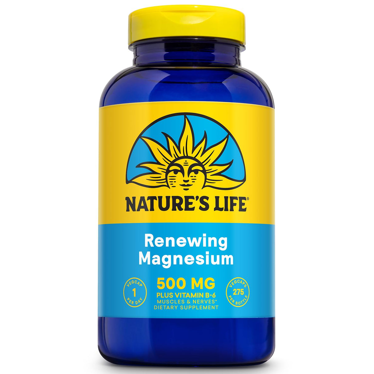 Nature's Life magnesium 500 mg 3-in-1 citrate, malate, oxide in VegCaps (hero image)