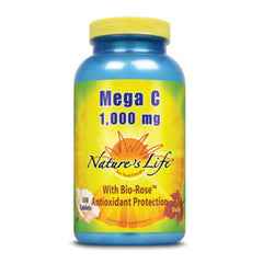 Nature's Life Mega C 1,000 Vitamin C supplement bottle, 250 count
