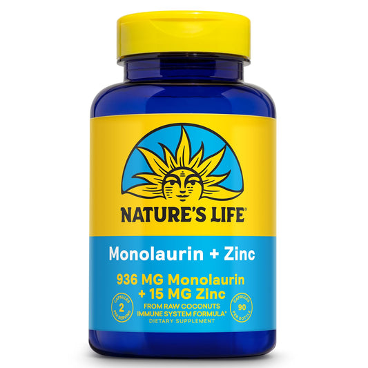 Nature's Life Monolaurin Plus Zinc immune support bottle front view