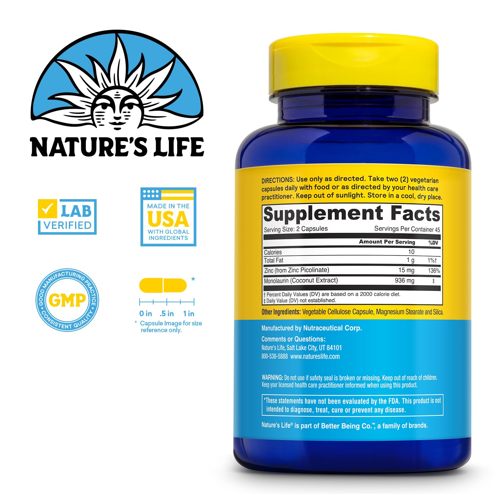 Zinc Picolinate 15 mg indicated on supplement bottle