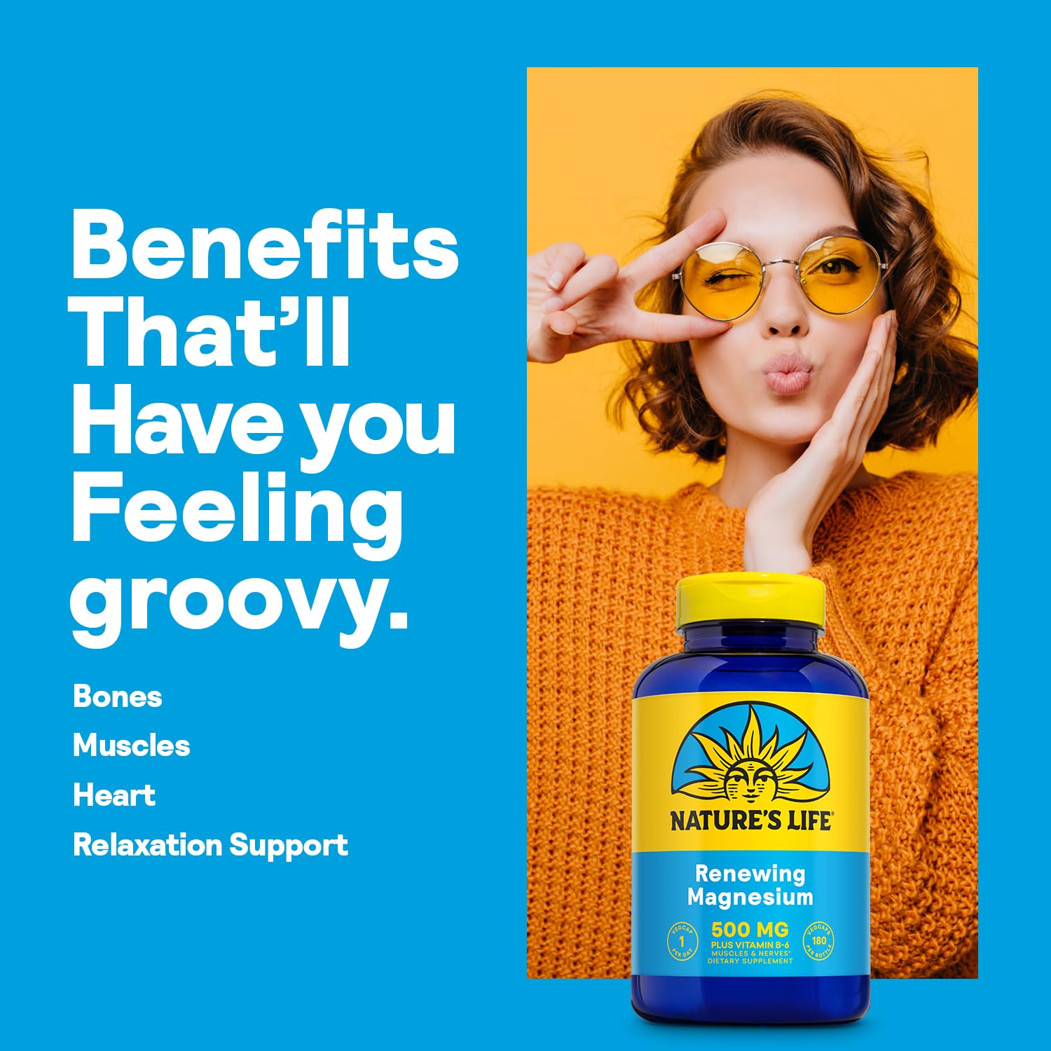 Label shows 500 mg magnesium per serving and 5 mg Vitamin B-6