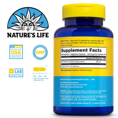 Close-up of Nature's Life Saw Palmetto 580mg capsules