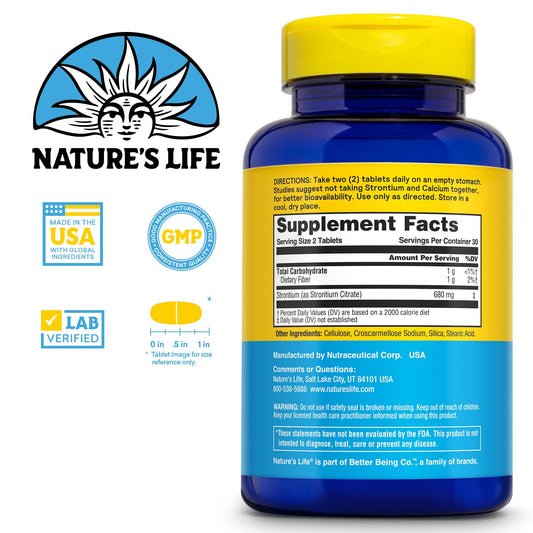 680mg Strontium Citrate vegetarian tablet close-up