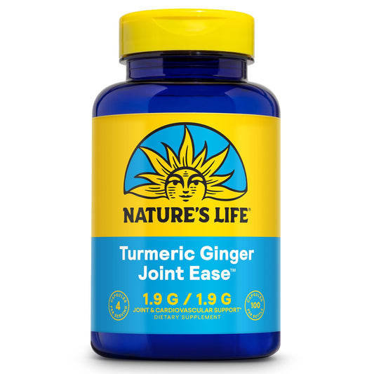 Nature's Life Turmeric Ginger Joint Ease bottle on white background