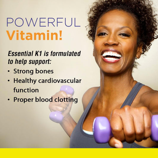 Side view of Nature's Life Vitamin K 1000mcg bottle