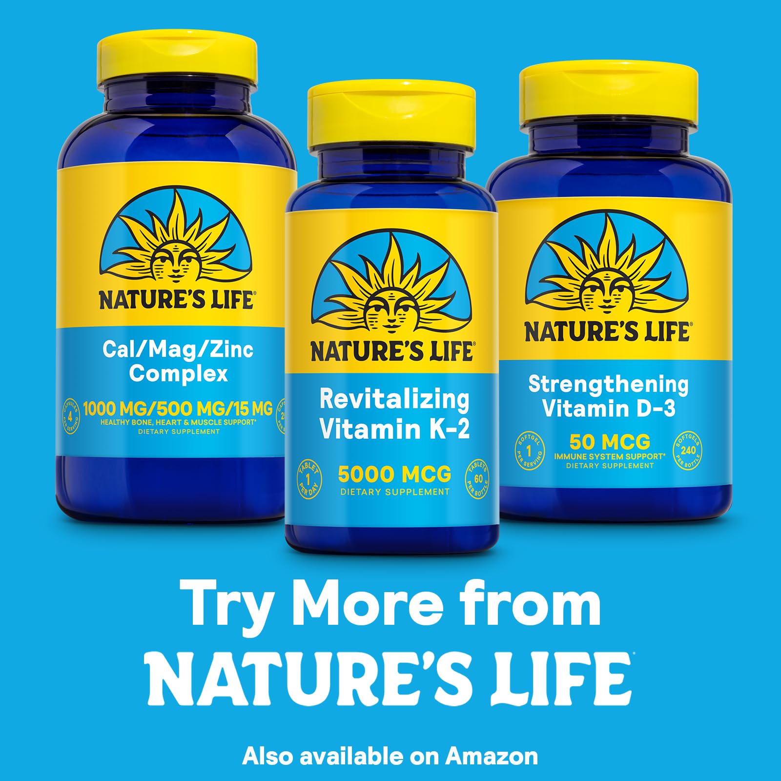 Box and bottle packaging of Nature's Life Vitamin K2 MK4 60 servings