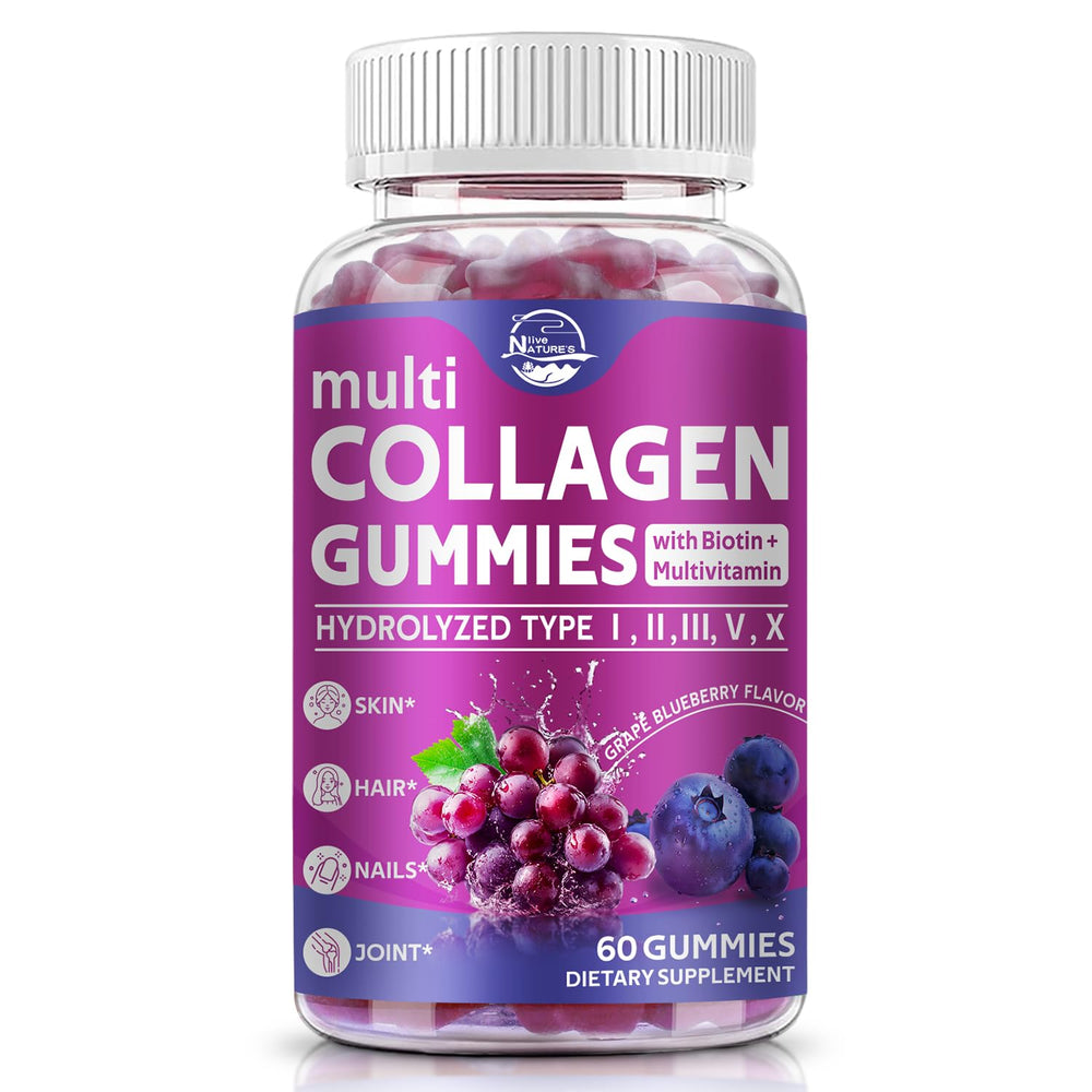 Bottle of Nature's live Multi Collagen Peptides Gummies