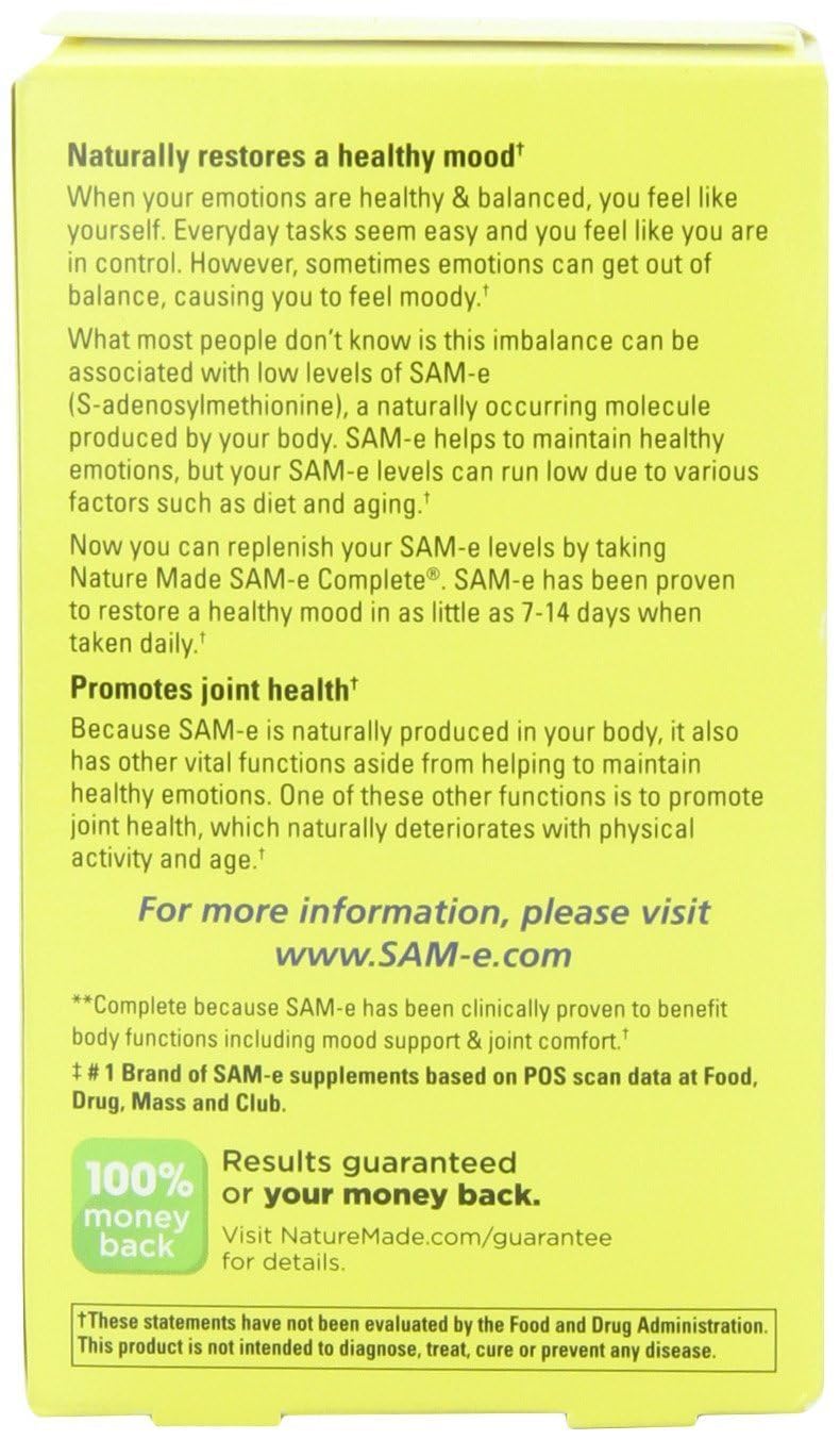 Close-up of 400 mg Sam-e tablets