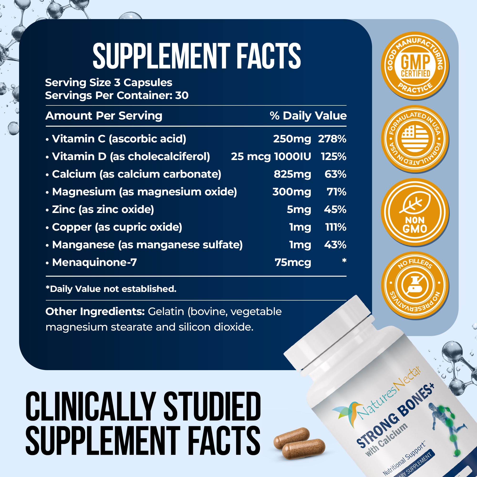 Calcium, Vitamin D, Magnesium, and Strontium supplement ingredients