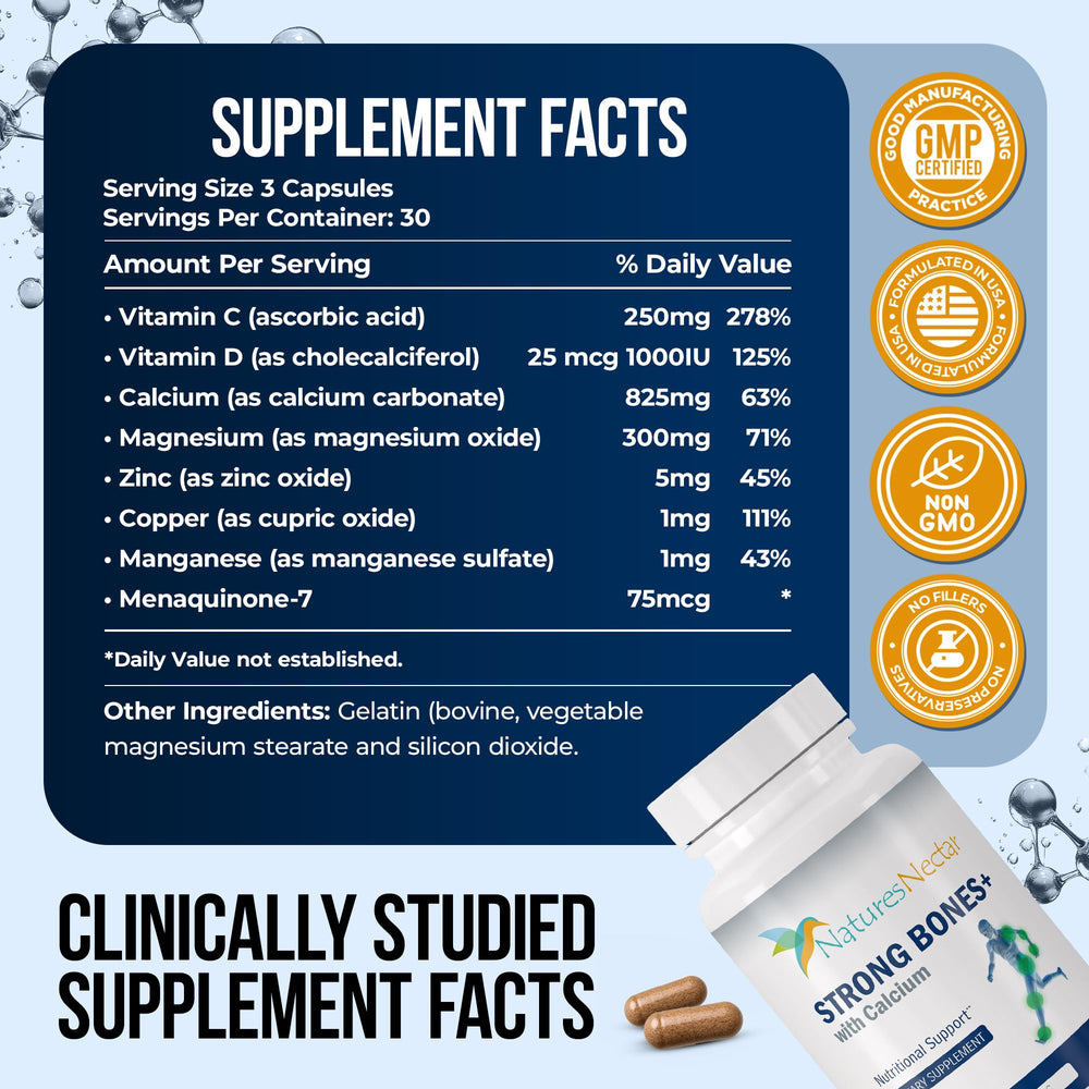 Calcium, Vitamin D, Magnesium, and Strontium supplement ingredients
