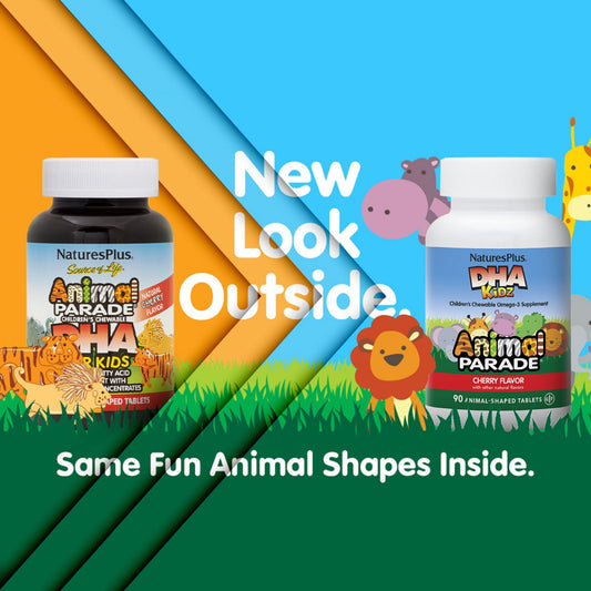 Close-up of cherry-flavored Animal Parade DHA chewables for kids