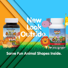 Close-up of cherry-flavored Animal Parade DHA chewables for kids