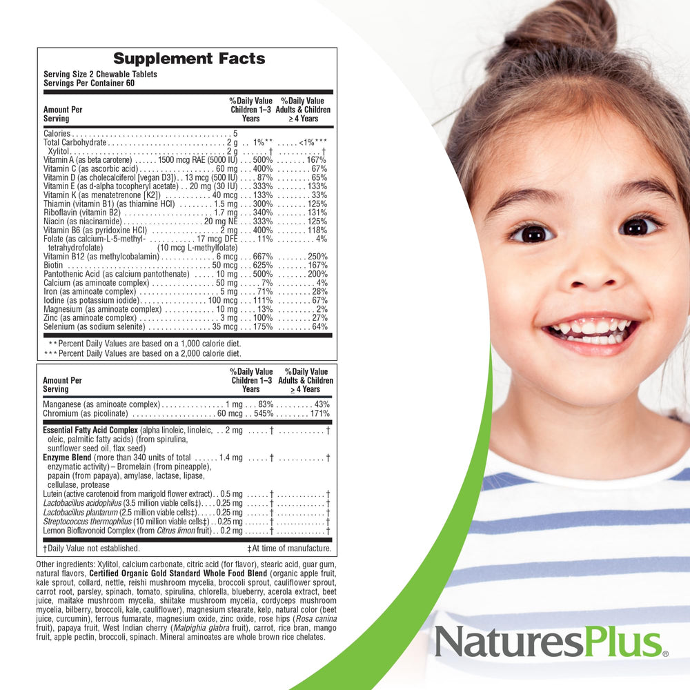 Vegan, gluten-free, sugar-free children's multivitamin