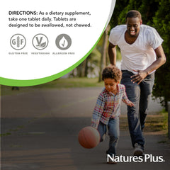 Bottle of Natures Plus Bromelain with serving info
