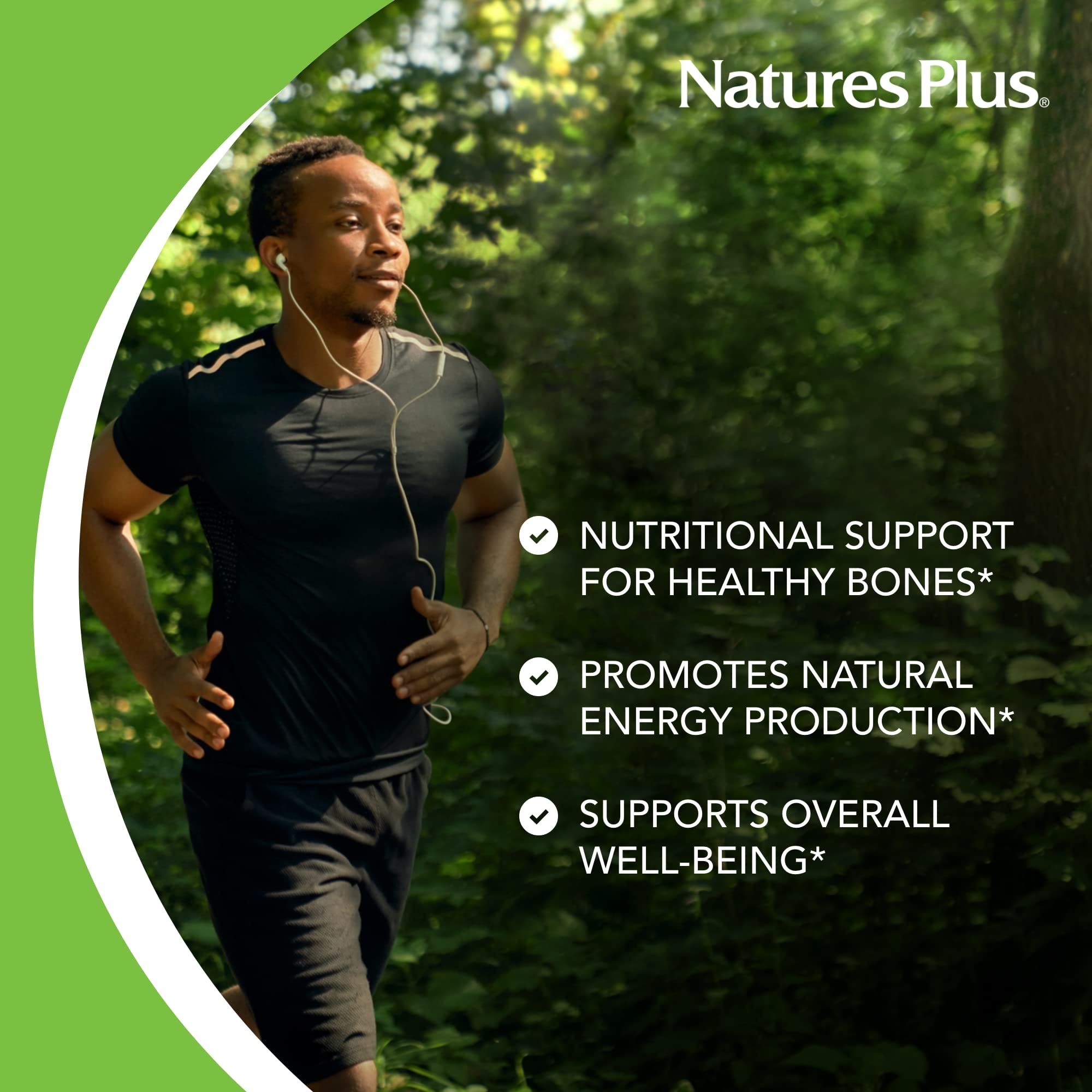 Graphic showing Calcium, Magnesium, Vitamin D3 and K2 ingredients